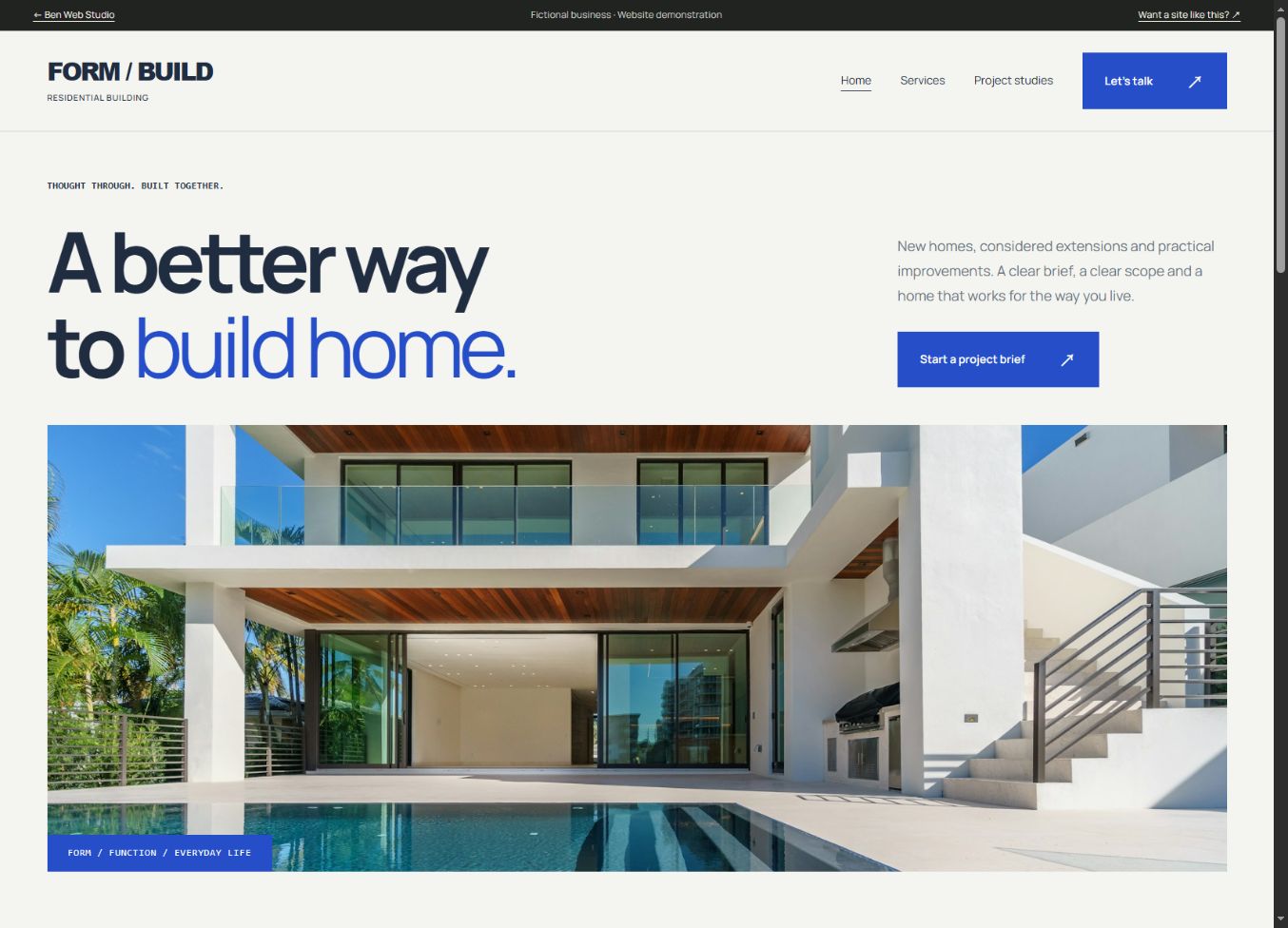 Ben Web Studio 制作的 Form / Build 建筑企业网站演示