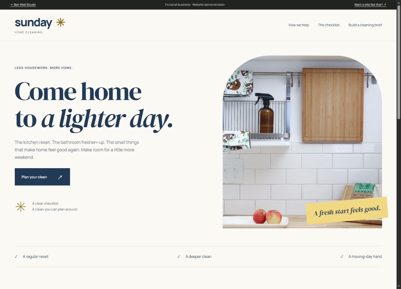 sunday desktop website demo