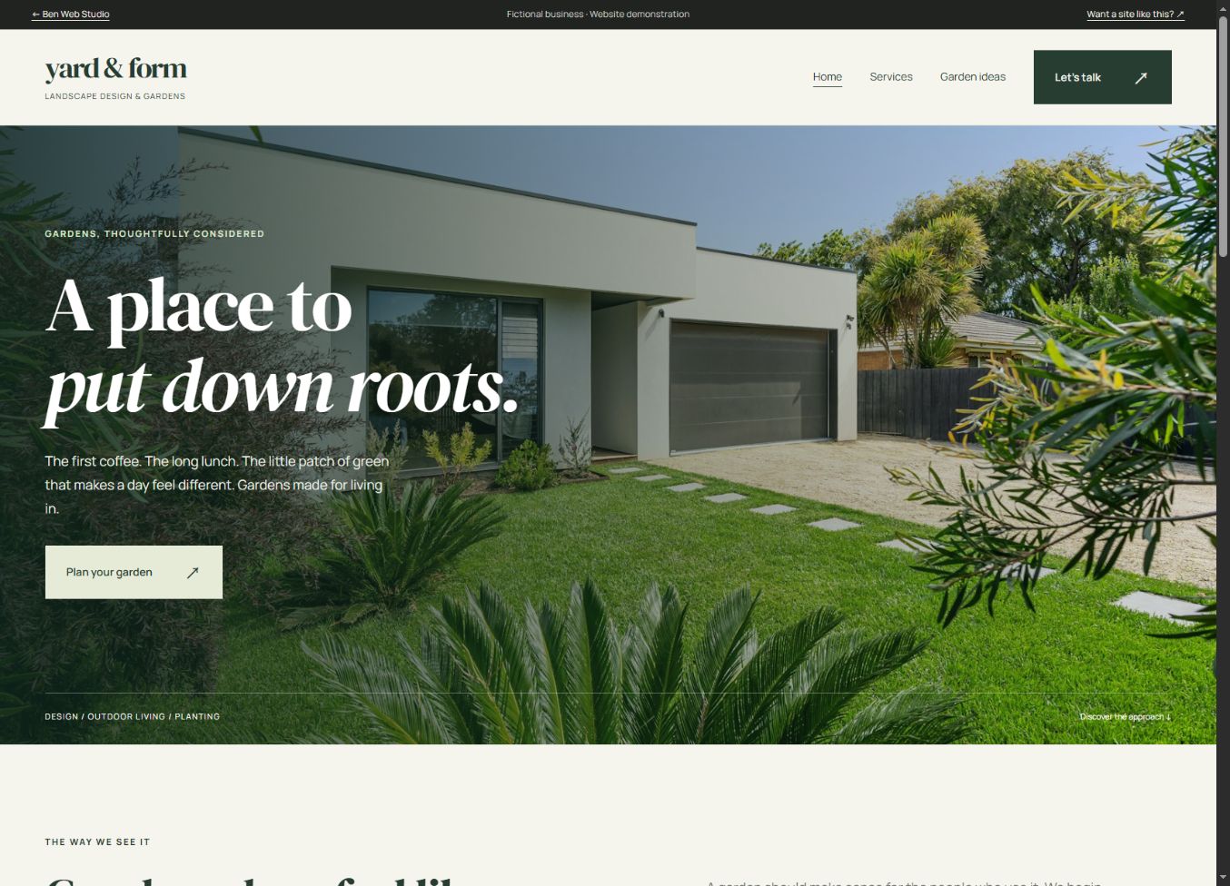 yard & form desktop website demo